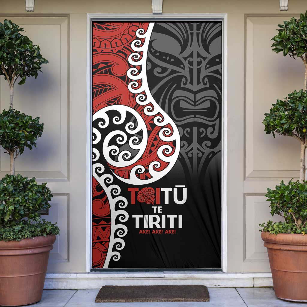 Honour The Treaty New Zealand Door Cover Toitu Te Tiriti Ake Ake Ake LT9 Red - Polynesian Pride