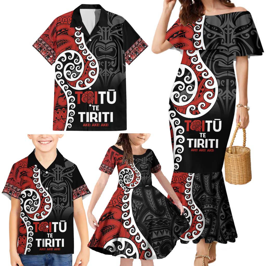Honour The Treaty New Zealand Family Matching Mermaid Dress and Hawaiian Shirt Toitu Te Tiriti Ake!Ake!Ake! LT9 - Polynesian Pride