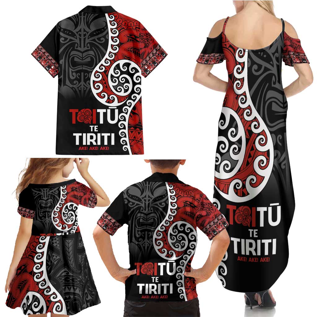 Honour The Treaty New Zealand Family Matching Summer Maxi Dress and Hawaiian Shirt Toitu Te Tiriti Ake!Ake!Ake! LT9 - Polynesian Pride
