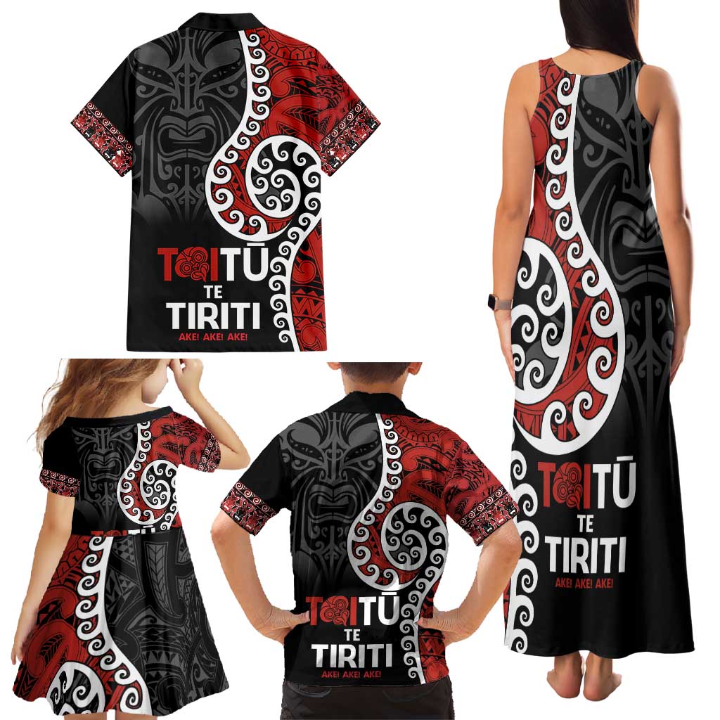 Honour The Treaty New Zealand Family Matching Tank Maxi Dress and Hawaiian Shirt Toitu Te Tiriti Ake!Ake!Ake! LT9 - Polynesian Pride