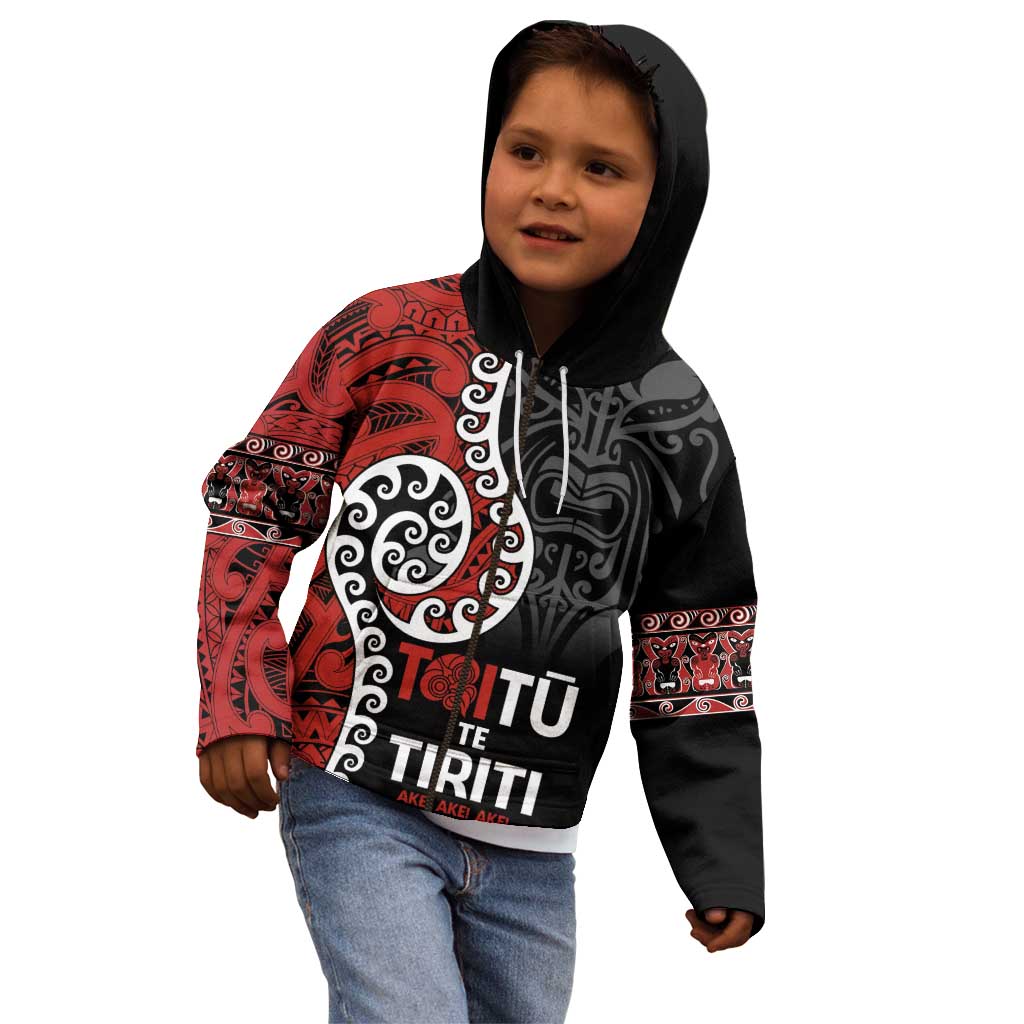 Honour The Treaty New Zealand Kid Hoodie Toitu Te Tiriti Ake!Ake!Ake! LT9 - Polynesian Pride