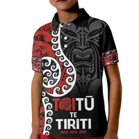 Honour The Treaty New Zealand Kid Polo Shirt Toitu Te Tiriti Ake!Ake!Ake! LT9 Kid Black - Polynesian Pride