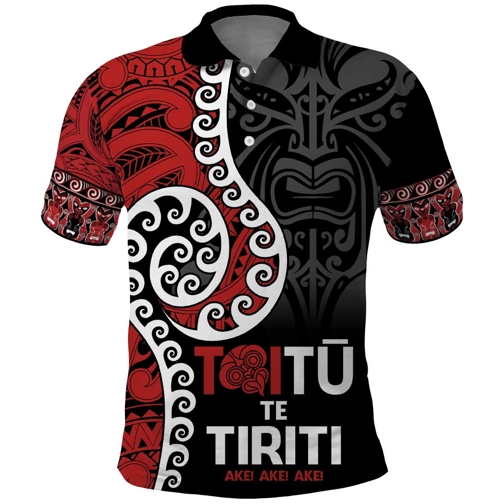 Honour The Treaty New Zealand Polo Shirt Toitu Te Tiriti Ake!Ake!Ake! LT9 Black - Polynesian Pride