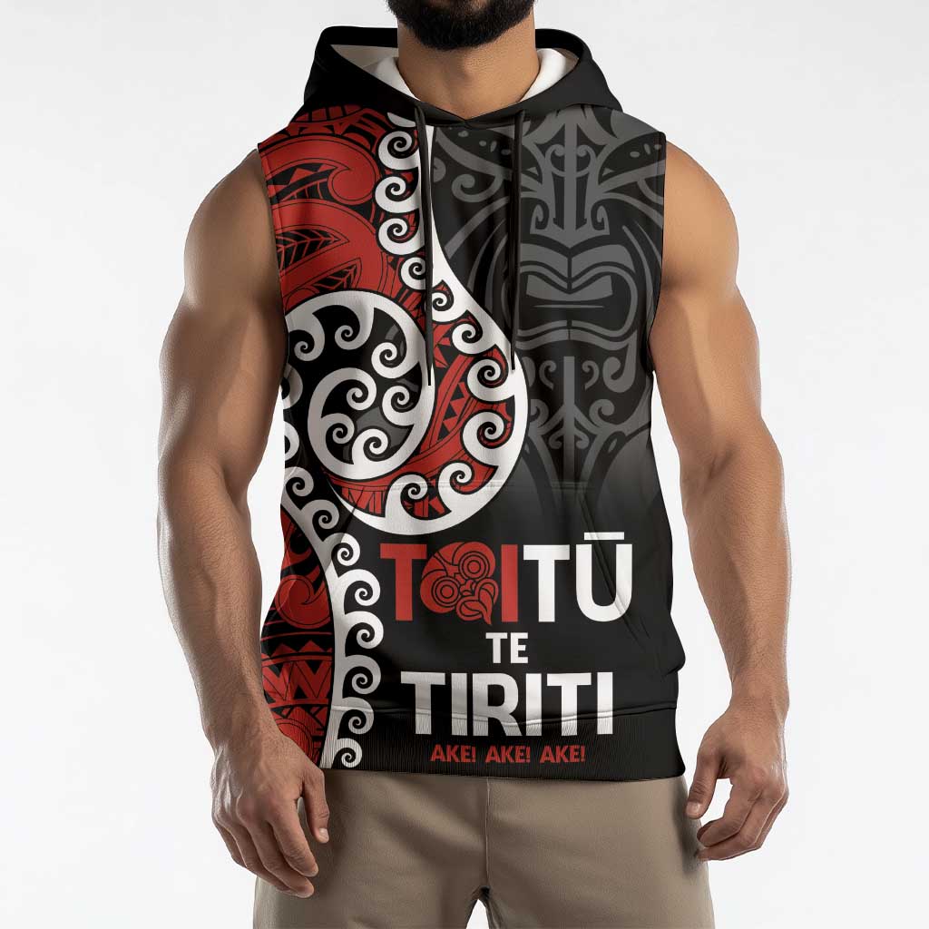 Honour The Treaty New Zealand Sleeveless Hoodie Toitu Te Tiriti Ake Ake Ake LT9 - Polynesian Pride