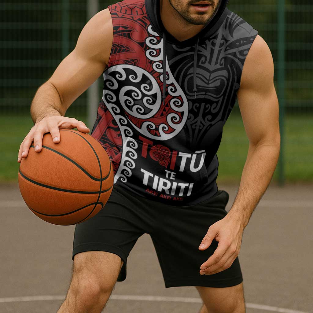 Honour The Treaty New Zealand Sleeveless Hoodie Toitu Te Tiriti Ake Ake Ake LT9 - Polynesian Pride