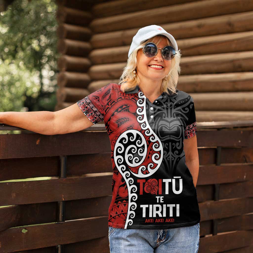 Honour The Treaty New Zealand Women Polo Shirt Toitu Te Tiriti Ake!Ake!Ake! LT9 - Polynesian Pride