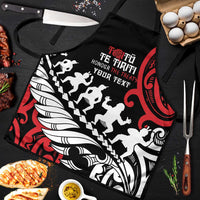 Honour The Treaty New Zealand Personalised Apron Toitu Te Tiriti Half Fern Haka Dance LT9 Red - Polynesian Pride
