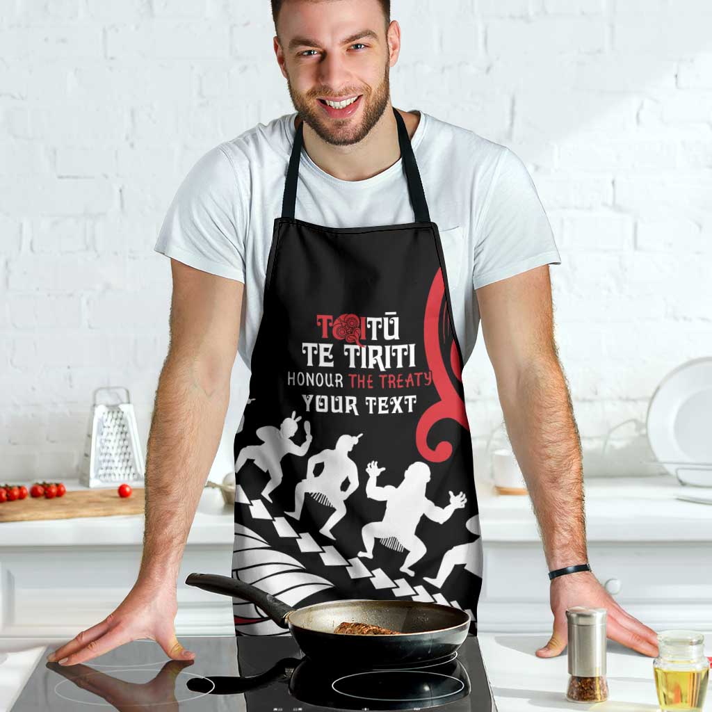 Honour The Treaty New Zealand Personalised Apron Toitu Te Tiriti Half Fern Haka Dance LT9 - Polynesian Pride