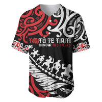 Honour The Treaty New Zealand Personalised Baseball Jersey Toitu Te Tiriti Half Fern with Haka dance LT9 Black - Polynesian Pride