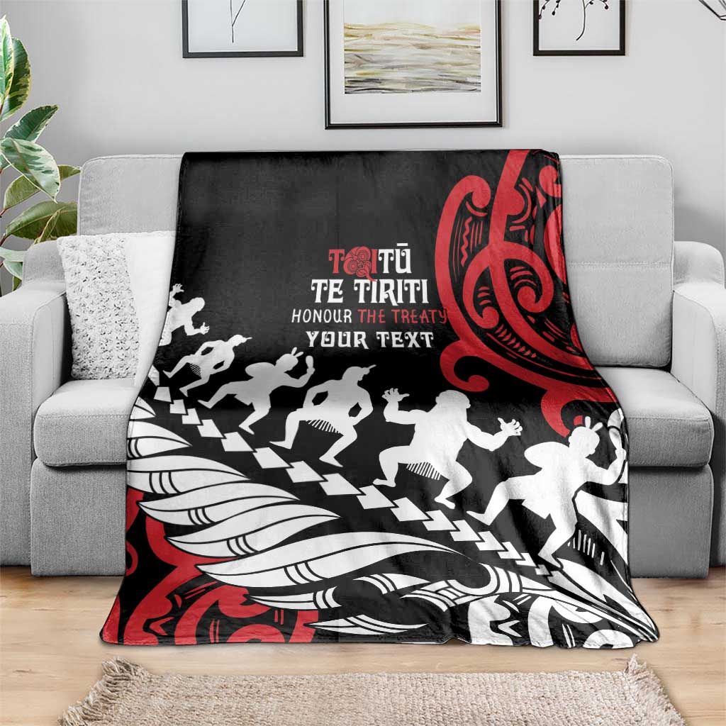 Honour The Treaty New Zealand Personalised Blanket Toitu Te Tiriti Half Fern with Haka dance LT9 - Polynesian Pride