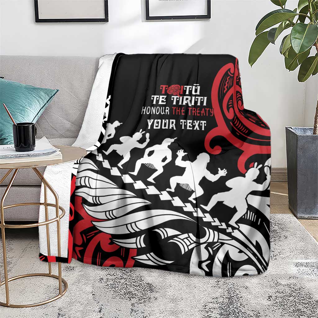 Honour The Treaty New Zealand Personalised Blanket Toitu Te Tiriti Half Fern with Haka dance LT9 - Polynesian Pride