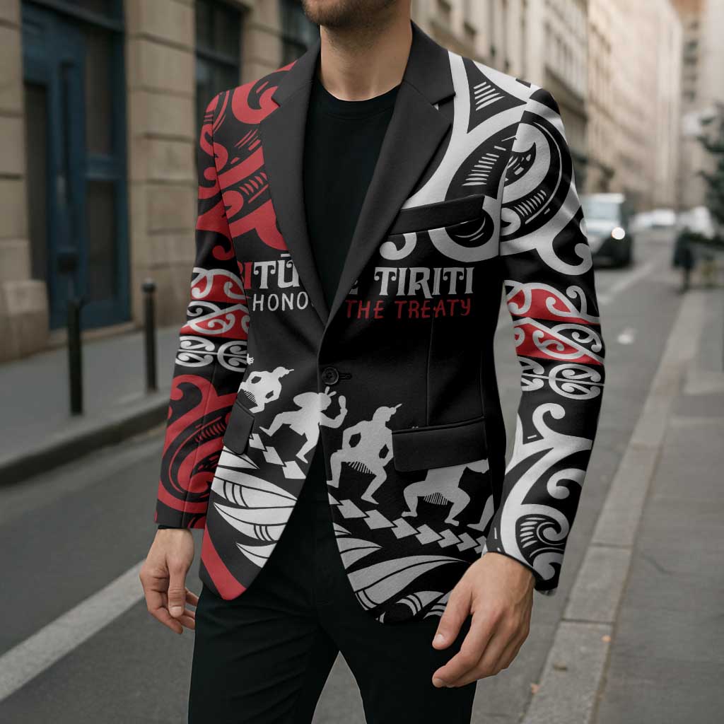 Honour The Treaty New Zealand Personalised Blazer Toitu Te Tiriti Half Fern Haka Dance LT9 - Polynesian Pride