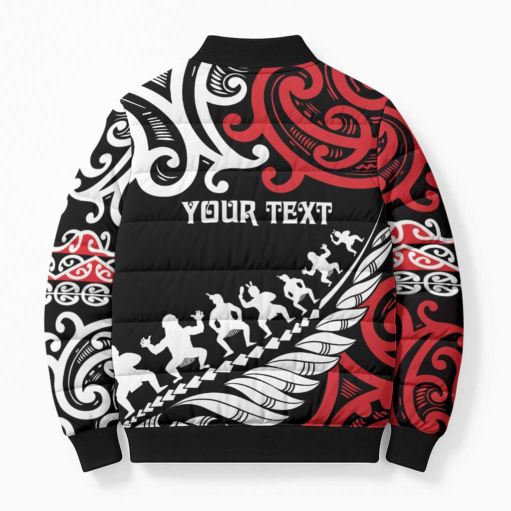 Honour The Treaty New Zealand Personalised Bomber Puffer Jacket Toitu Te Tiriti Half Fern Haka Dance LT9 - Polynesian Pride
