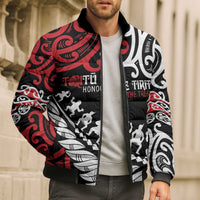 Honour The Treaty New Zealand Personalised Bomber Puffer Jacket Toitu Te Tiriti Half Fern Haka Dance LT9 - Polynesian Pride