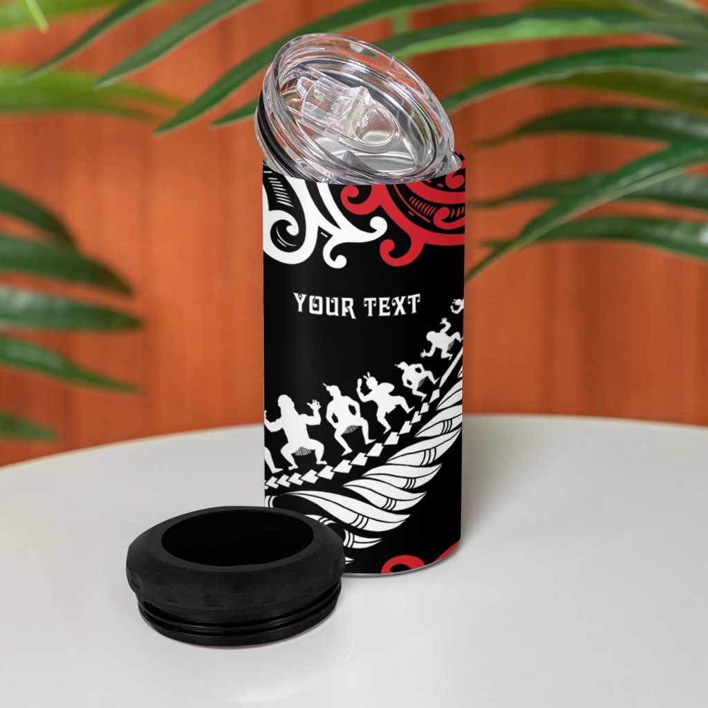 Honour The Treaty New Zealand Personalised 4 in 1 Can Cooler Tumbler Toitu Te Tiriti Half Fern with Haka dance LT9 - Polynesian Pride