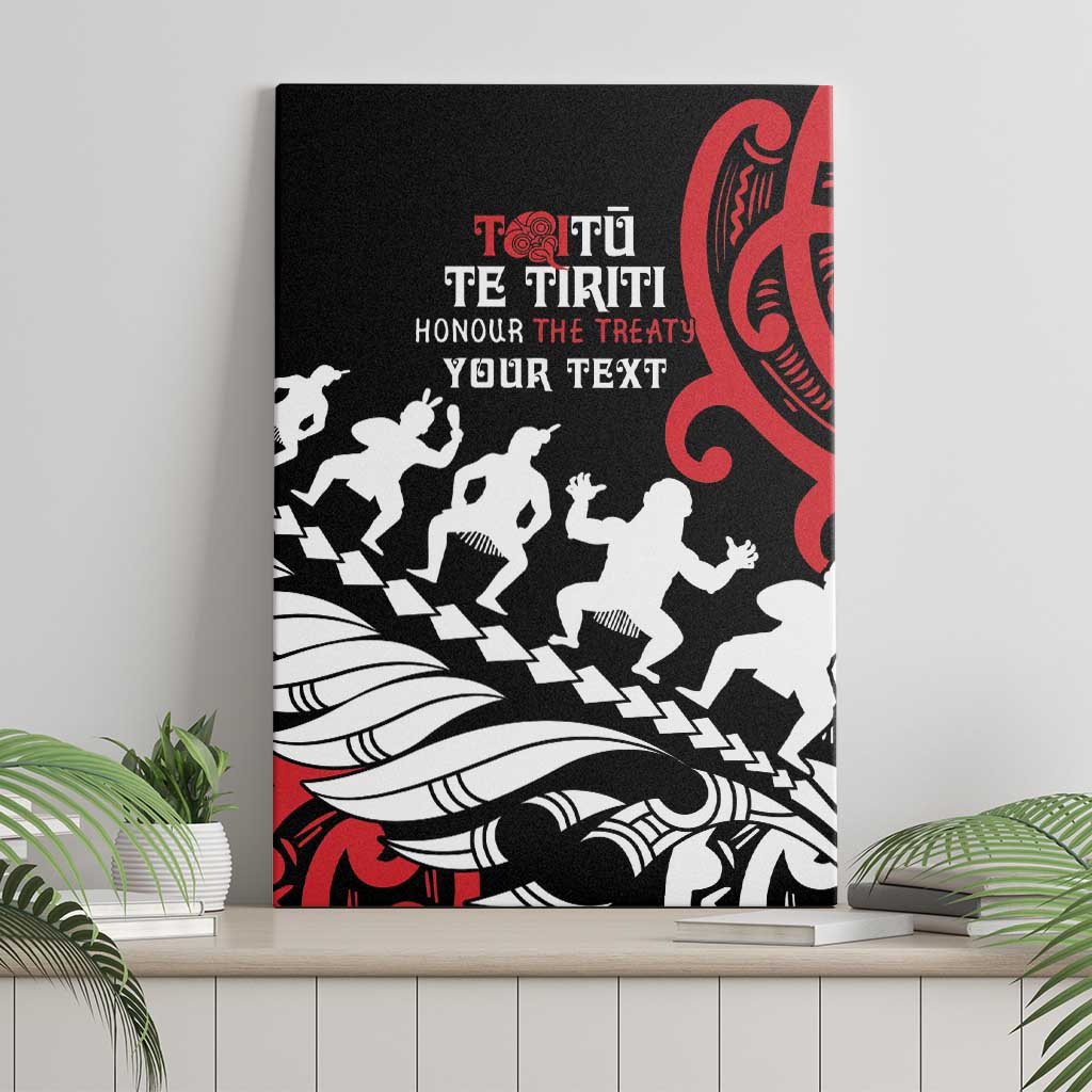 Honour The Treaty New Zealand Personalised Canvas Wall Art Toitu Te Tiriti Half Fern with Haka dance LT9 - Polynesian Pride