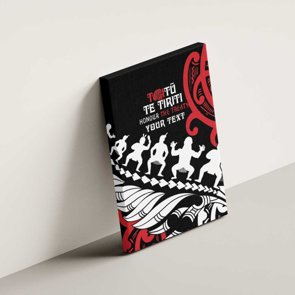 Honour The Treaty New Zealand Personalised Canvas Wall Art Toitu Te Tiriti Half Fern with Haka dance LT9 - Polynesian Pride