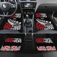 Honour The Treaty New Zealand Personalised Car Mats Toitu Te Tiriti Half Fern with Haka dance LT9 Set 4pcs Black - Polynesian Pride