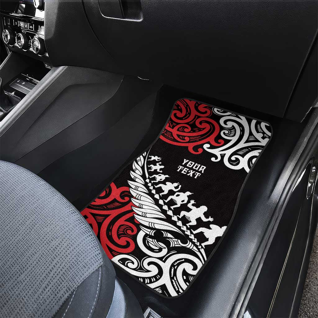 Honour The Treaty New Zealand Personalised Car Mats Toitu Te Tiriti Half Fern with Haka dance LT9 - Polynesian Pride