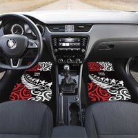 Honour The Treaty New Zealand Personalised Car Mats Toitu Te Tiriti Half Fern with Haka dance LT9 Set 2pcs - Front Black - Polynesian Pride