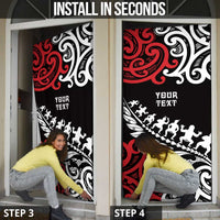 Honour The Treaty New Zealand Personalised Door Cover Toitu Te Tiriti Half Fern Haka Dance LT9 - Polynesian Pride