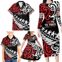 Honour The Treaty New Zealand Personalised Family Matching Long Sleeve Bodycon Dress and Hawaiian Shirt Toitu Te Tiriti Half Fern with Haka dance LT9 - Polynesian Pride