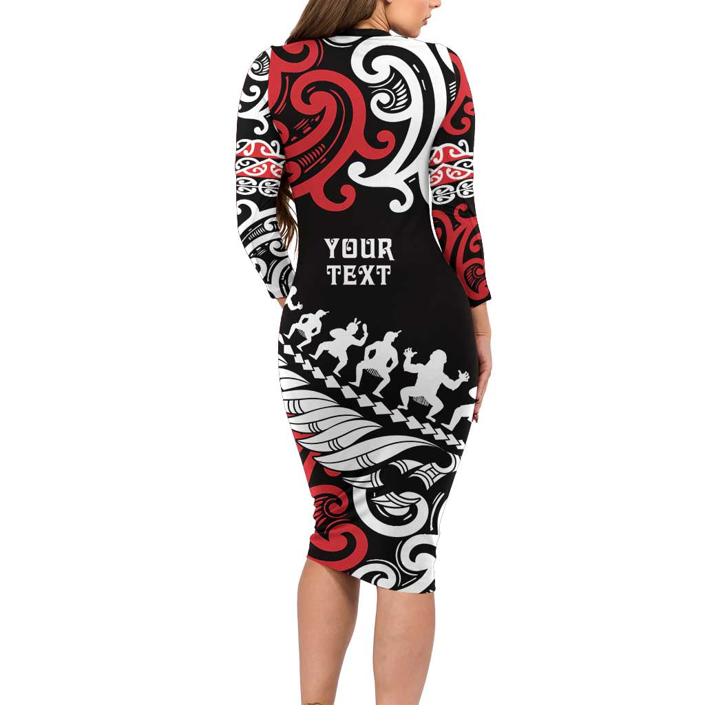 Honour The Treaty New Zealand Personalised Family Matching Long Sleeve Bodycon Dress and Hawaiian Shirt Toitu Te Tiriti Half Fern with Haka dance LT9 - Polynesian Pride