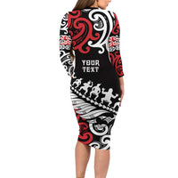 Honour The Treaty New Zealand Personalised Family Matching Long Sleeve Bodycon Dress and Hawaiian Shirt Toitu Te Tiriti Half Fern with Haka dance LT9 - Polynesian Pride