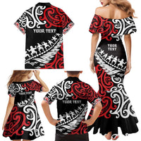 Honour The Treaty New Zealand Personalised Family Matching Mermaid Dress and Hawaiian Shirt Toitu Te Tiriti Half Fern with Haka dance LT9 - Polynesian Pride