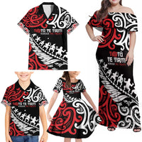 Honour The Treaty New Zealand Personalised Family Matching Off Shoulder Maxi Dress and Hawaiian Shirt Toitu Te Tiriti Half Fern with Haka dance LT9 - Polynesian Pride