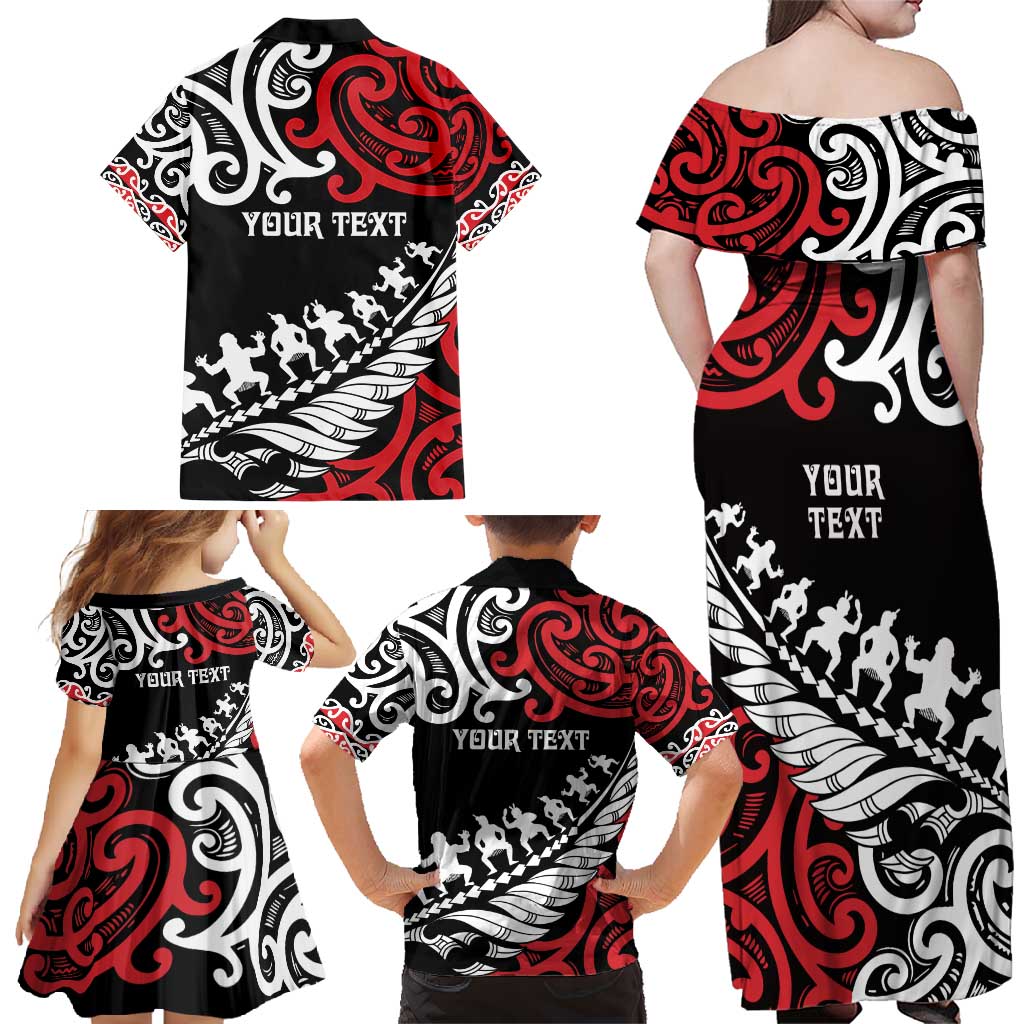 Honour The Treaty New Zealand Personalised Family Matching Off Shoulder Maxi Dress and Hawaiian Shirt Toitu Te Tiriti Half Fern with Haka dance LT9 - Polynesian Pride