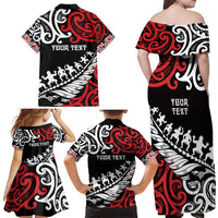 Honour The Treaty New Zealand Personalised Family Matching Off Shoulder Maxi Dress and Hawaiian Shirt Toitu Te Tiriti Half Fern with Haka dance LT9 - Polynesian Pride