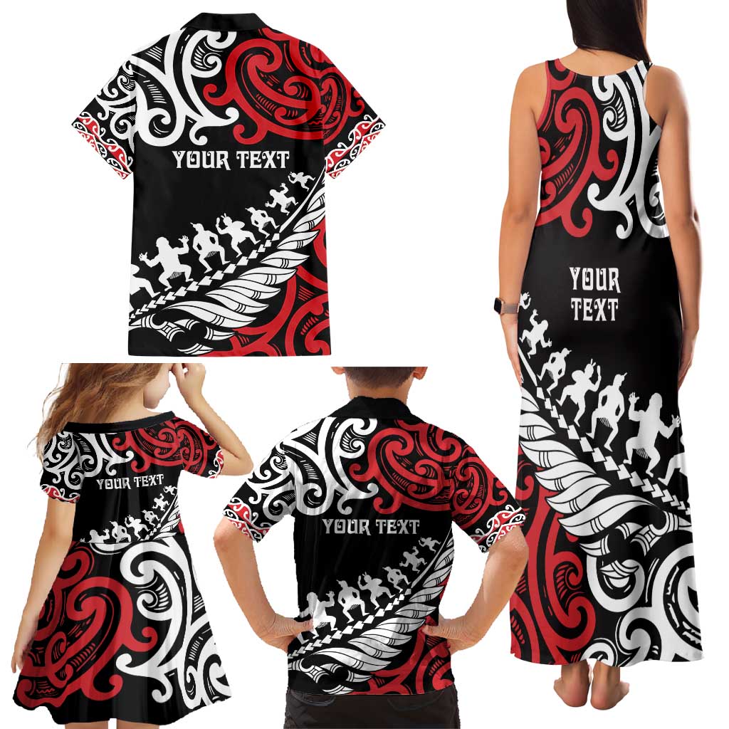 Honour The Treaty New Zealand Personalised Family Matching Tank Maxi Dress and Hawaiian Shirt Toitu Te Tiriti Half Fern with Haka dance LT9 - Polynesian Pride