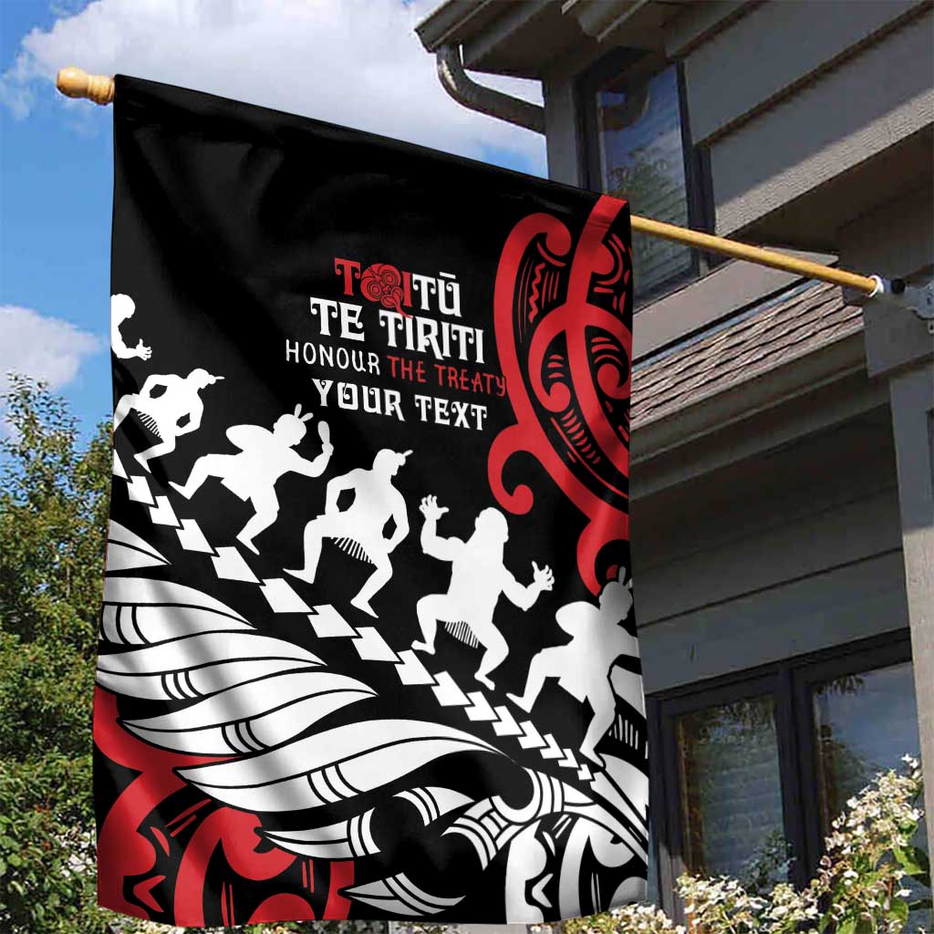 Honour The Treaty New Zealand Personalised Garden Flag Toitu Te Tiriti Half Fern with Haka dance LT9 - Polynesian Pride