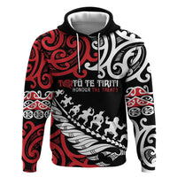 Honour The Treaty New Zealand Personalised Hoodie Toitu Te Tiriti Half Fern with Haka dance LT9 Pullover Hoodie Black - Polynesian Pride