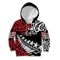 Honour The Treaty New Zealand Personalised Kid Hoodie Toitu Te Tiriti Half Fern with Haka dance LT9 Hoodie Black - Polynesian Pride