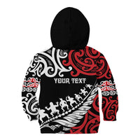 Honour The Treaty New Zealand Personalised Kid Hoodie Toitu Te Tiriti Half Fern with Haka dance LT9 - Polynesian Pride