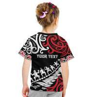 Honour The Treaty New Zealand Personalised Kid T Shirt Toitu Te Tiriti Half Fern with Haka dance LT9 - Polynesian Pride