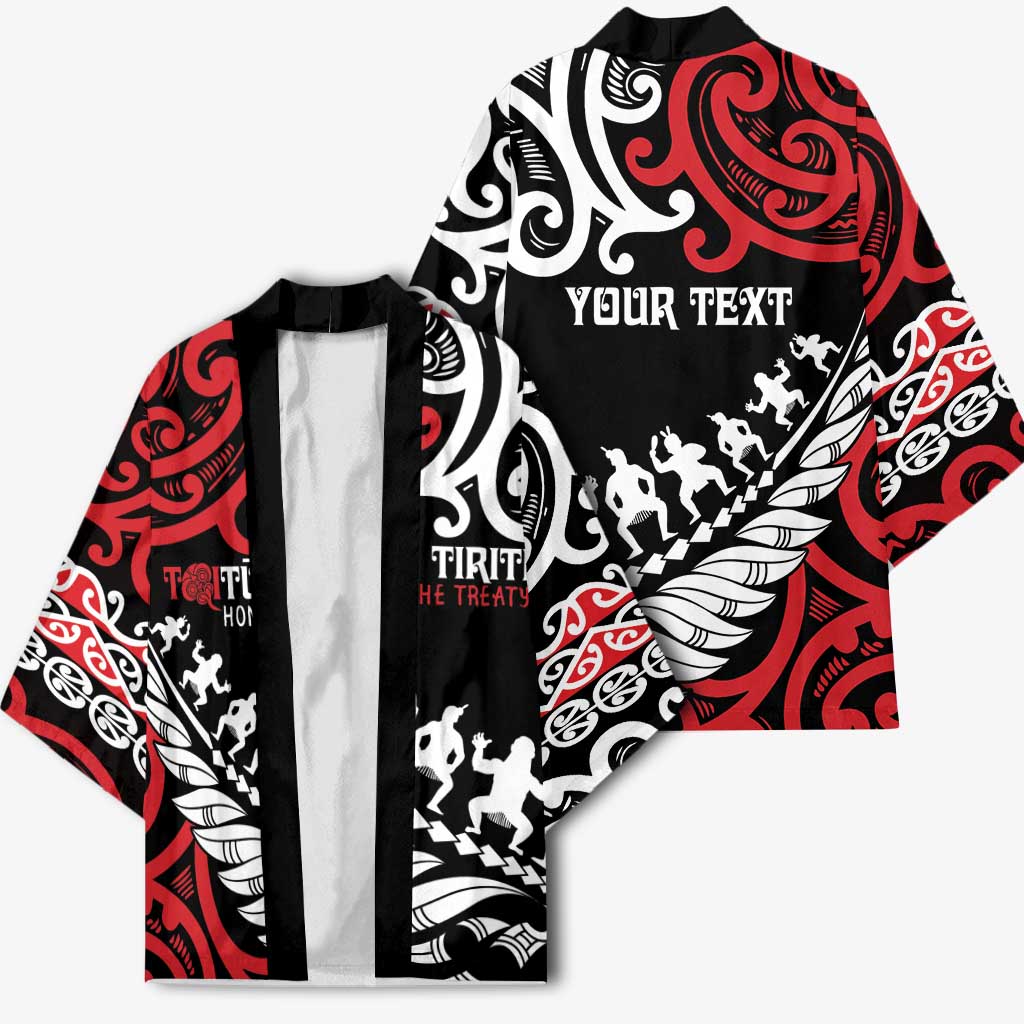 Honour The Treaty New Zealand Personalised Kimono Toitu Te Tiriti Half Fern Haka Dance LT9 - Polynesian Pride