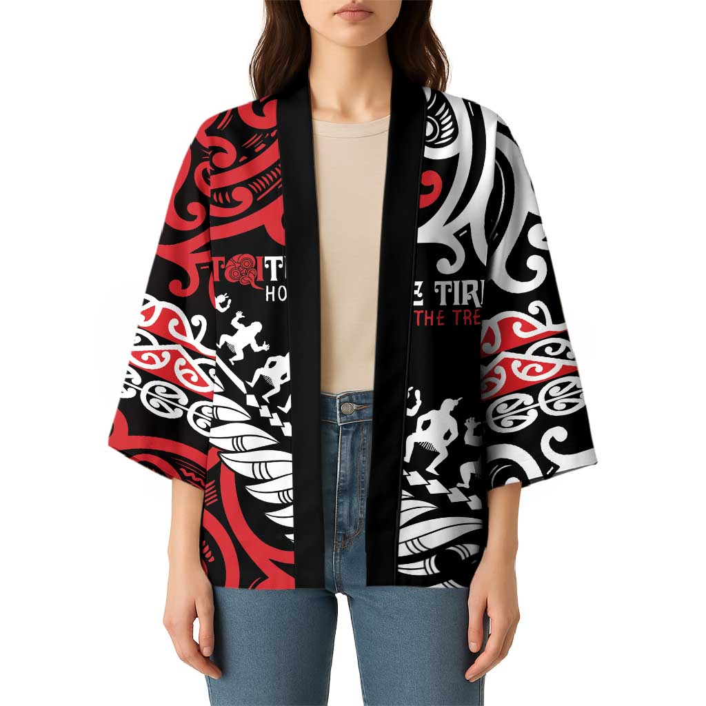 Honour The Treaty New Zealand Personalised Kimono Toitu Te Tiriti Half Fern Haka Dance LT9 - Polynesian Pride