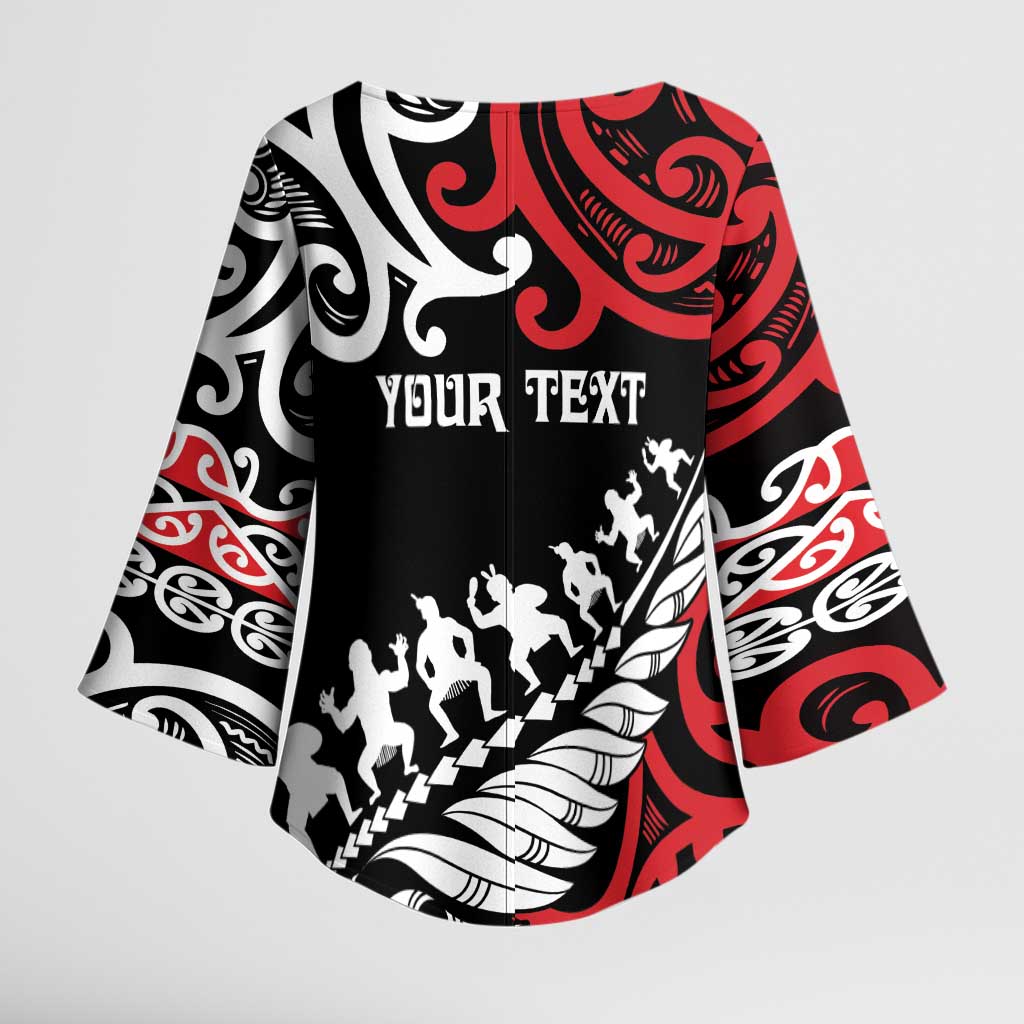Honour The Treaty New Zealand Personalised Kimono Sleeve Blouse Toitu Te Tiriti Half Fern Haka Dance LT9 - Polynesian Pride
