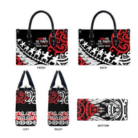 Honour The Treaty New Zealand Personalised Leather Bag Toitu Te Tiriti Half Fern Haka Dance LT9 - Polynesian Pride