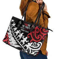 Honour The Treaty New Zealand Personalised Leather Tote Bag Toitu Te Tiriti Half Fern with Haka dance LT9 - Polynesian Pride