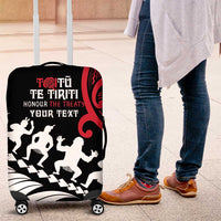 Honour The Treaty New Zealand Personalised Luggage Cover Toitu Te Tiriti Half Fern with Haka dance LT9 Black - Polynesian Pride