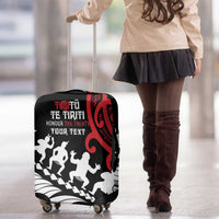 Honour The Treaty New Zealand Personalised Luggage Cover Toitu Te Tiriti Half Fern with Haka dance LT9 - Polynesian Pride