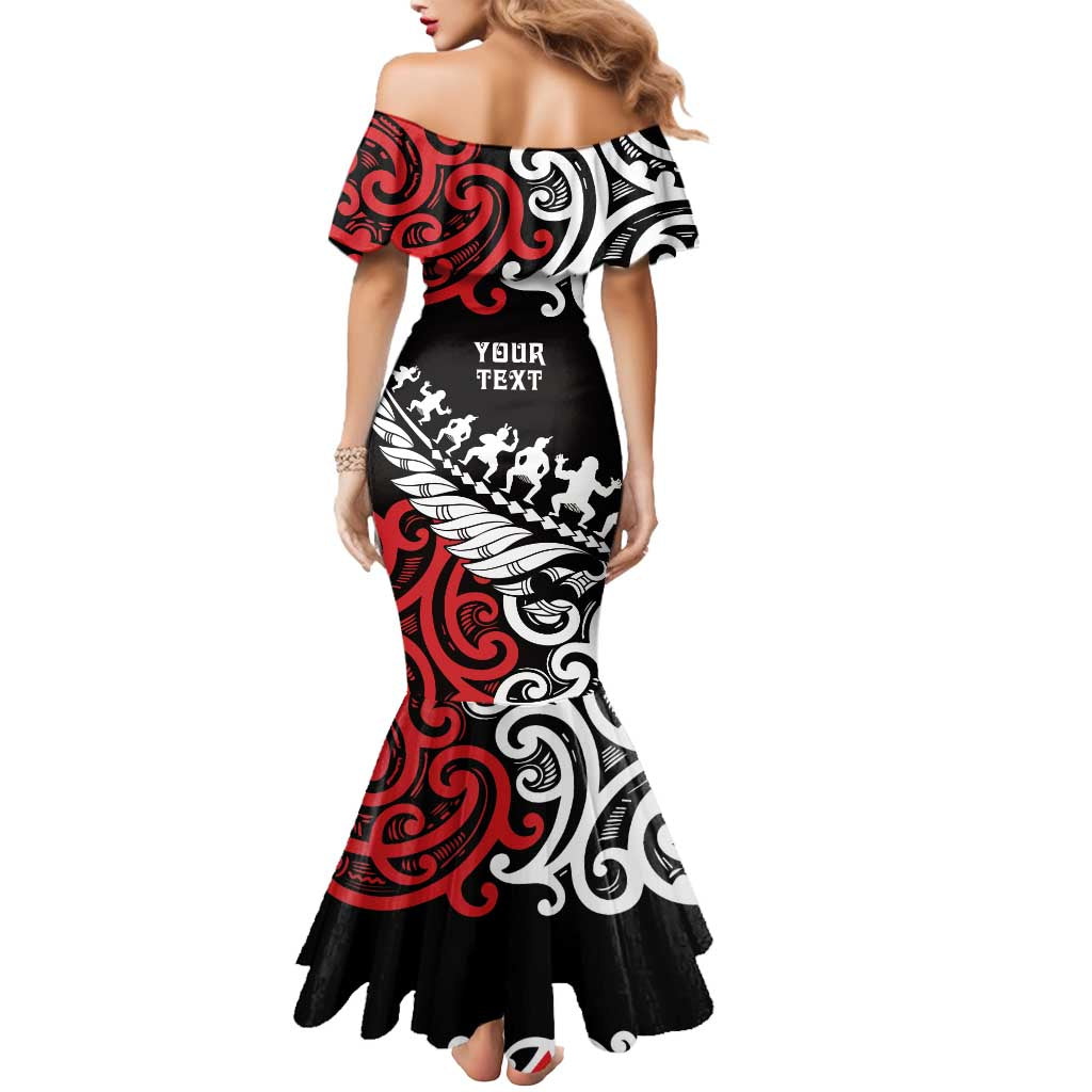 Honour The Treaty New Zealand Personalised Mermaid Dress Toitu Te Tiriti Half Fern with Haka dance LT9 - Polynesian Pride