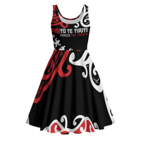 Honour The Treaty New Zealand Personalised Midi Dress Toitu Te Tiriti Half Fern Haka Dance LT9 Red - Polynesian Pride