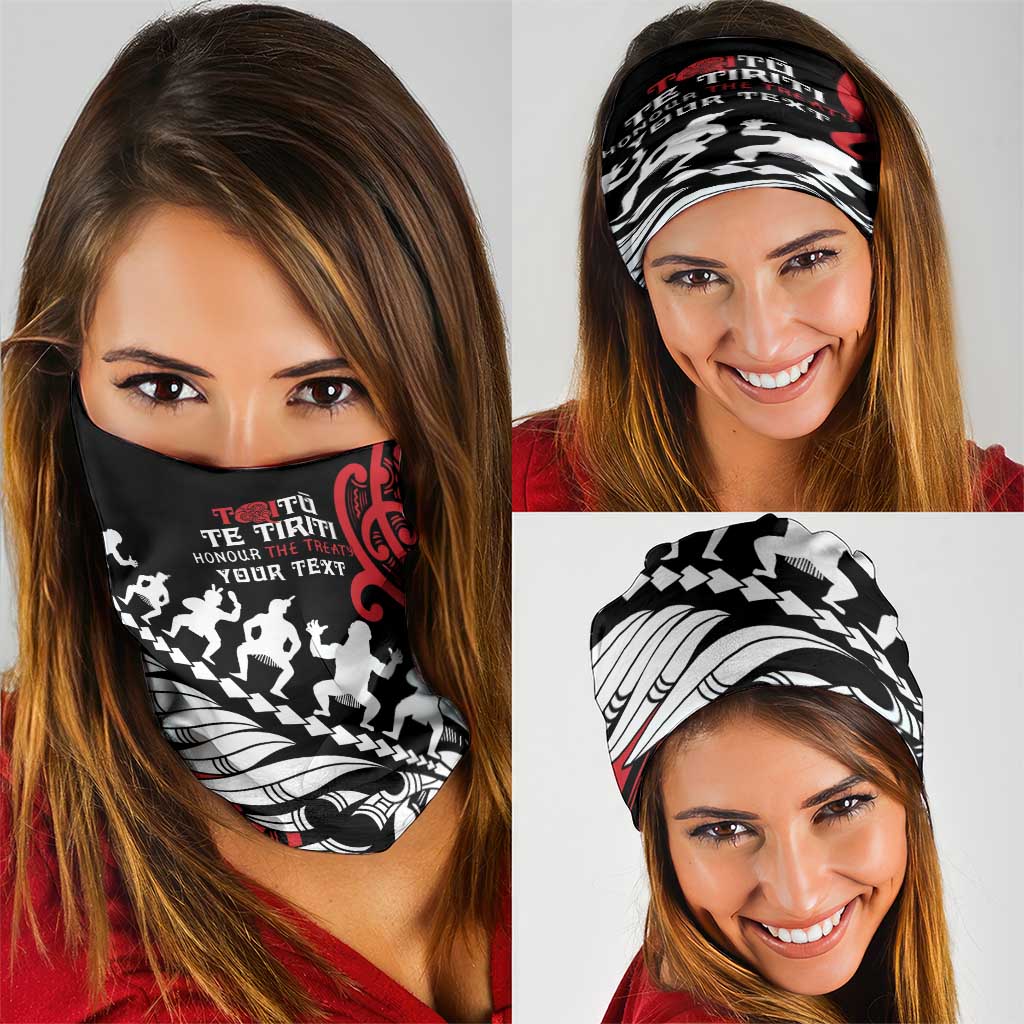 Honour The Treaty New Zealand Personalised Neck Gaiter Toitu Te Tiriti Half Fern Haka Dance LT9 - Polynesian Pride