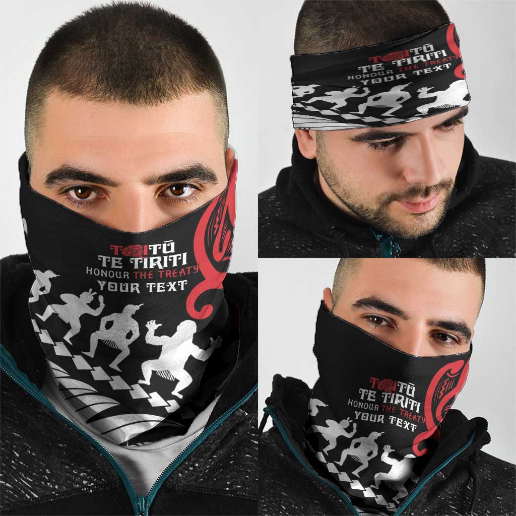 Honour The Treaty New Zealand Personalised Neck Gaiter Toitu Te Tiriti Half Fern Haka Dance LT9 - Polynesian Pride