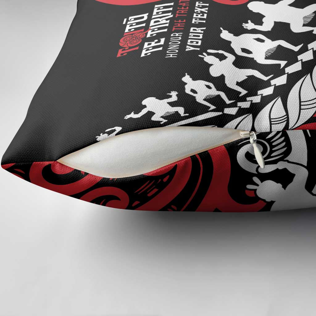 Honour The Treaty New Zealand Personalised Pillow Cover Toitu Te Tiriti Half Fern Haka Dance LT9 - Polynesian Pride
